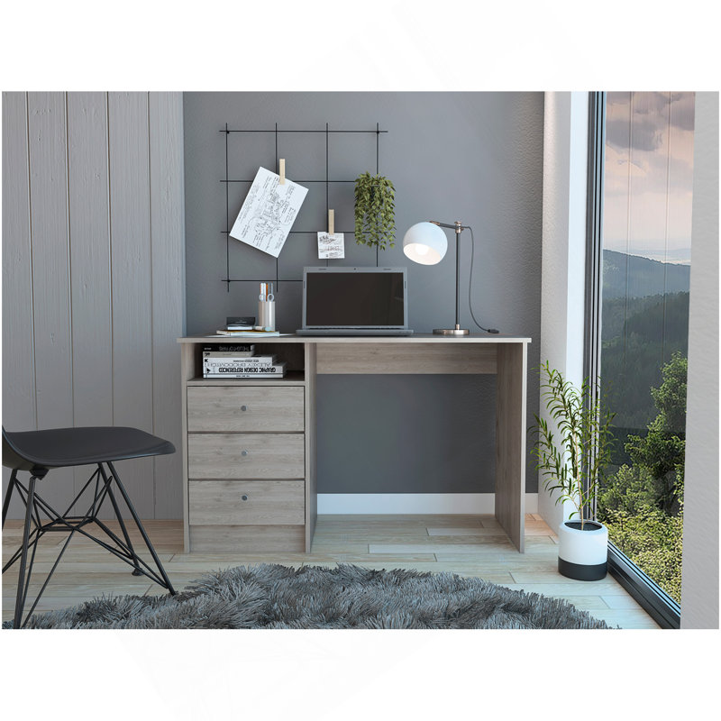 Bureau d'ordinateur à 3 tiroirs, une tablette - gris clair Andalucia