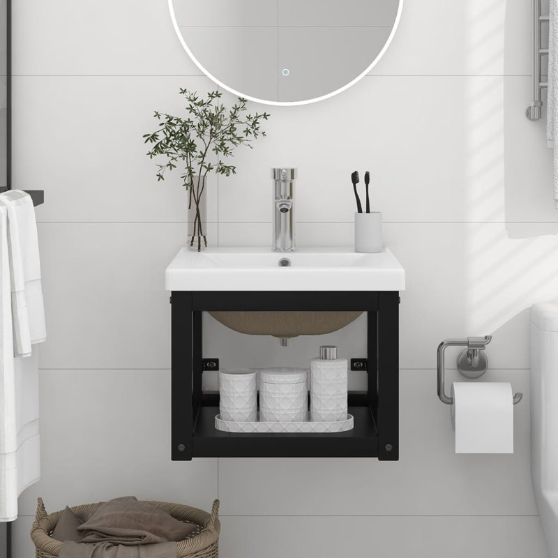 Gris 42cm Single Bathroom Vanity Base Only, Black