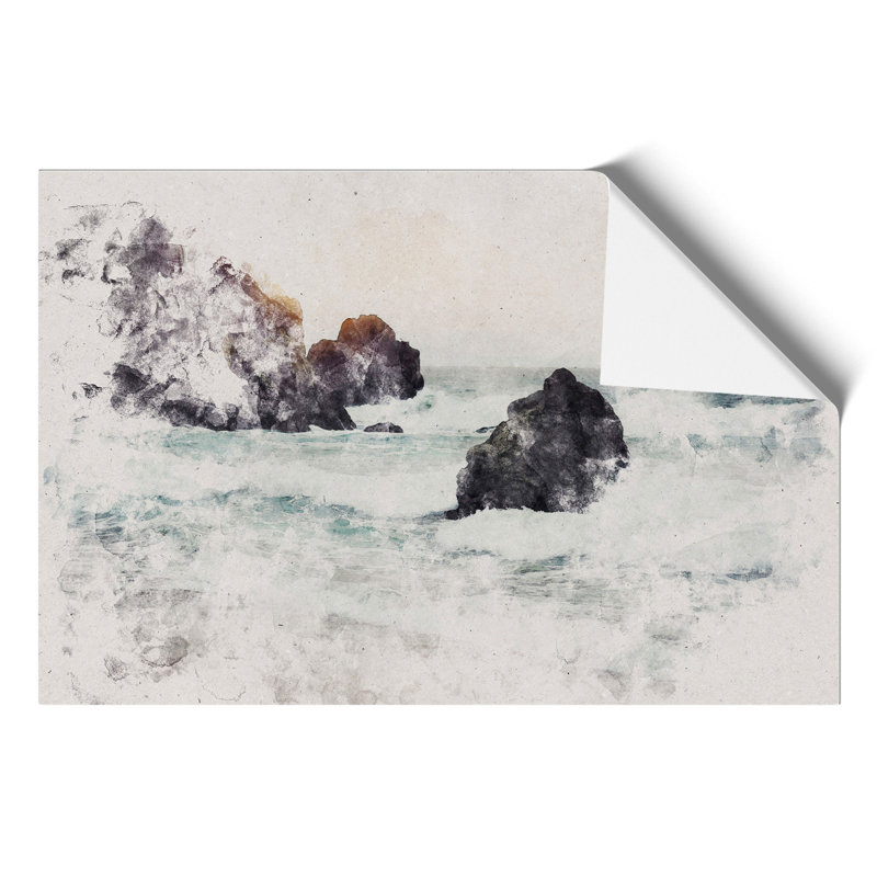 Beach Sescape Watercolour - Frameless Print, 59cm H x 84cm W x 0.1cm D