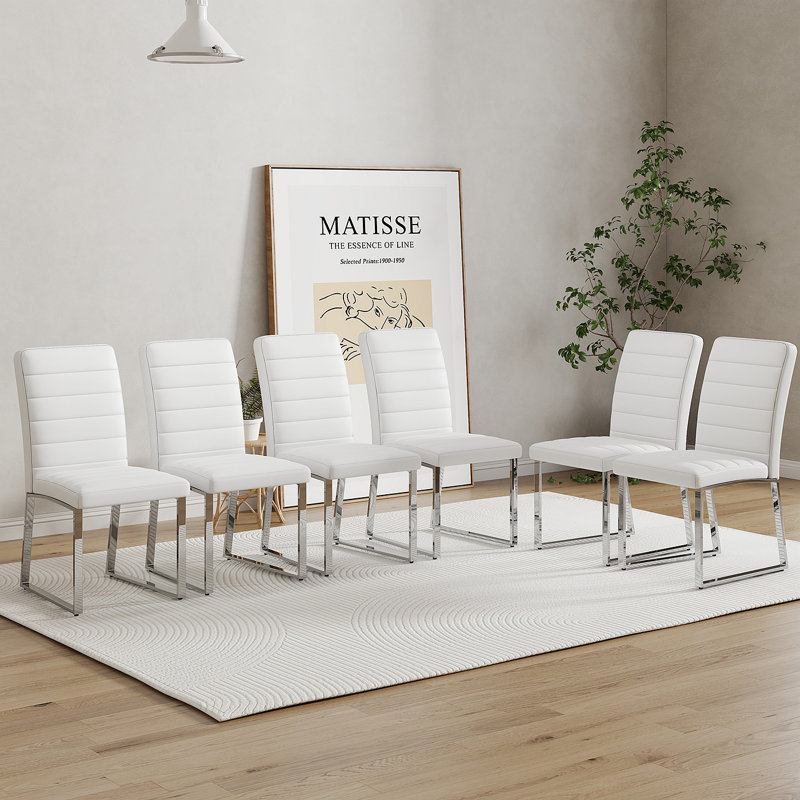 Chaises de salle à manger en faux cuir Kamden, 2, Blanc