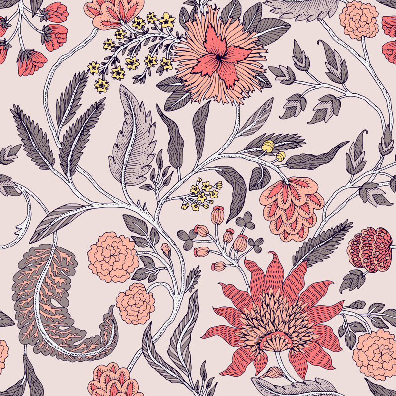 Panneau de papier peint adhésif floral L 10,4 pi x l 25 po