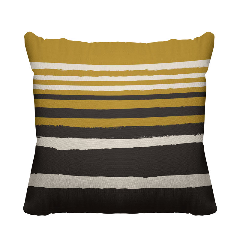 Coussin décoratif abstrait / minimaliste intérieur / extérieur, 19 po x 19 po, Jaune, Carré