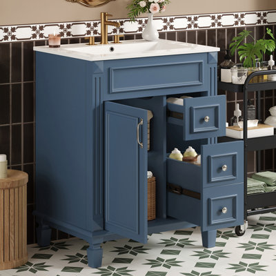 Meuble-lavabo moderne 24 po avec lavabo en céramique
