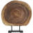 Flonnie Wood Handmade Circular Slab Tree Decorative Brown Sculpture with Black Metal Base