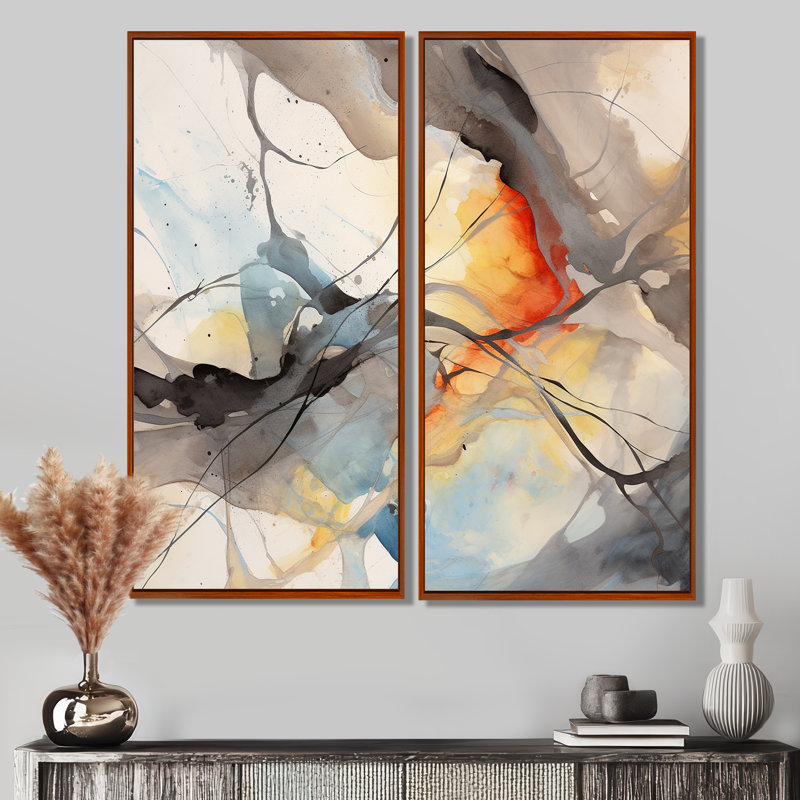 Cohleen - impressions sur toile modernes, H 20 po x l 24 po, Impression encadrée flottante, Brun
