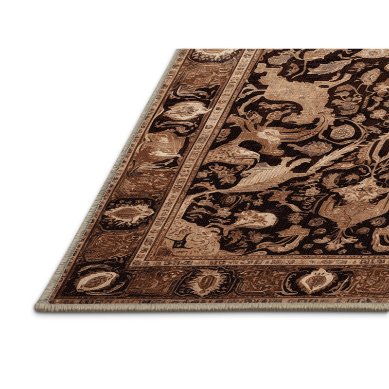 Machine Washable Persian Brown Area Rug, Runner 2' x 5'