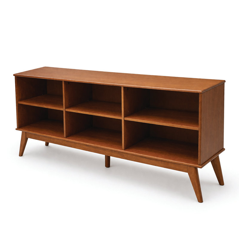 Bibliothèque de style Mid-Century moderne à 6 tablettes avec tablettes réglables et pieds fuselés Draper
