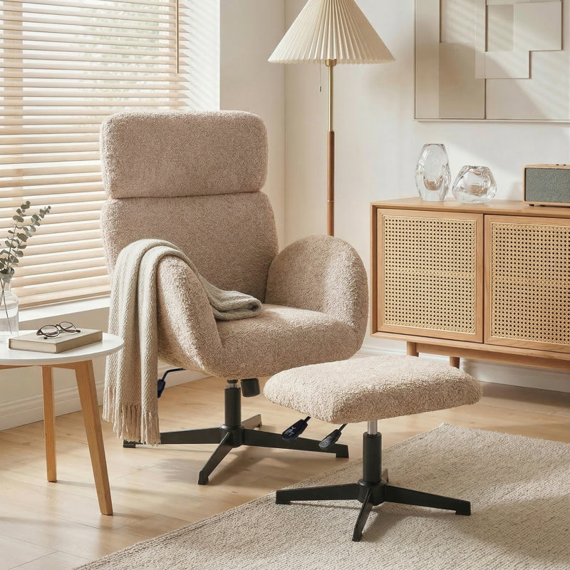 Upholstered Swivel Accent Chair, Brown
