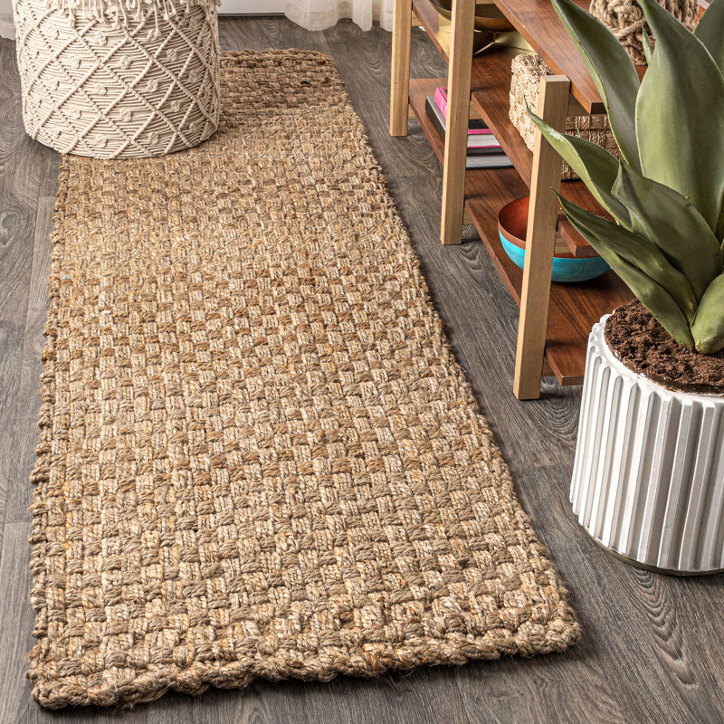 Tapis naturel en jute tissé à la main Ehlers, Tapis de couloir 2 pi 2 po x 8 pi