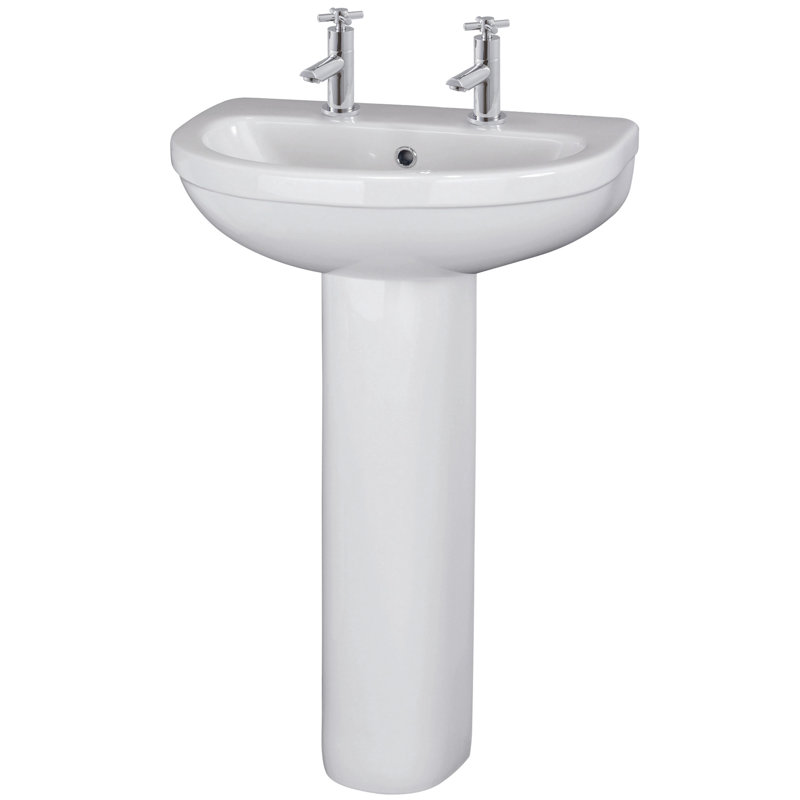 Nuie 5550mm L x 4430mm W White Vitreous China U-Shaped Sink with Overflow