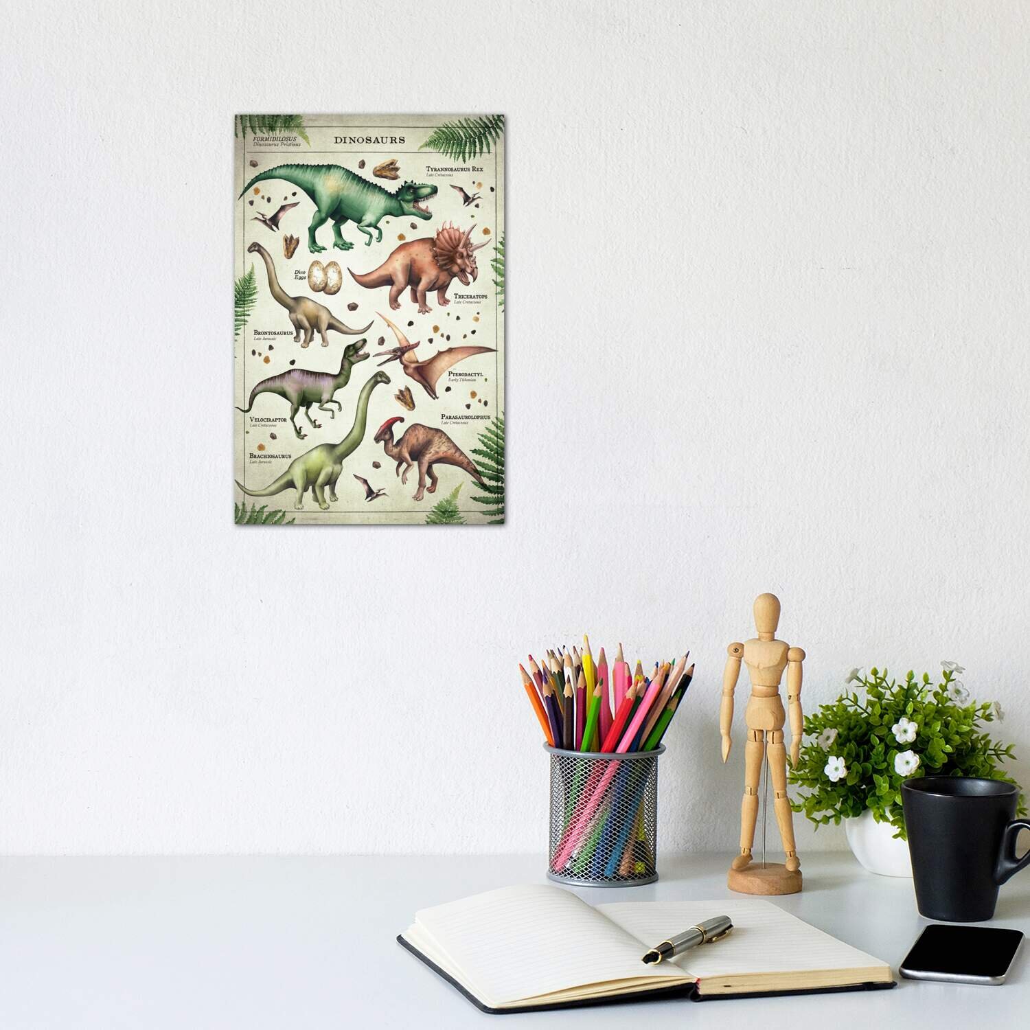 Dinosaur Chart Canvas Wall Art by Ink & Drop