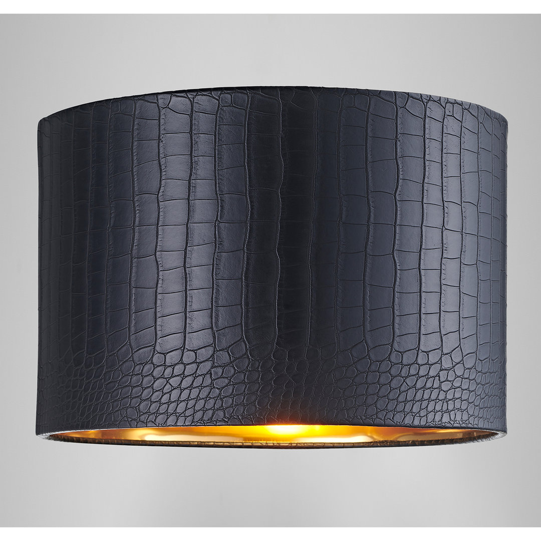 B&Q - Modern Black Croc Design Faux Leather 12 Lamp Shade With Shiny Gold Inner - Image 3