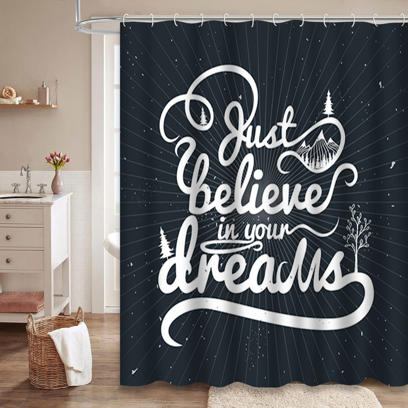 Rideau de douche romantique avec 12 crochets, L 72 po x l 78 po