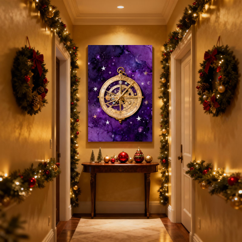 «Christmas Starry Sky Compass», ensemble de 3 impressions sur toile, H 18 po x l 12 po
