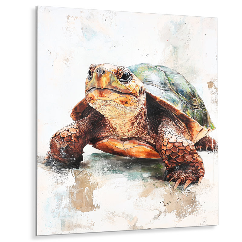 Portrait mignon de tortue - animaux, impression murale en métal, H 44 po x l 34 po
