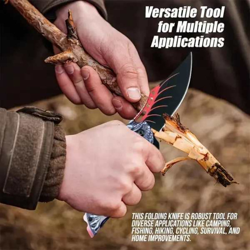 HuntReady Durable Folding Knife with Essential Survival Tools