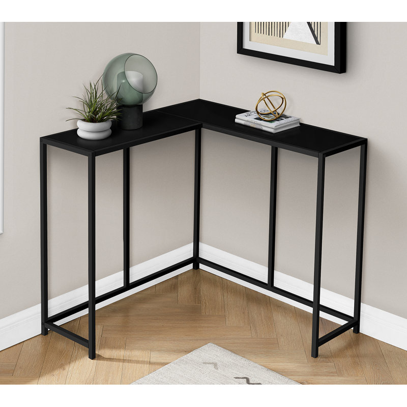 Table d'appoint, console, vestibule, étroit, d'angle, stratifié noir, métal noir, contemporain, moderne, Black