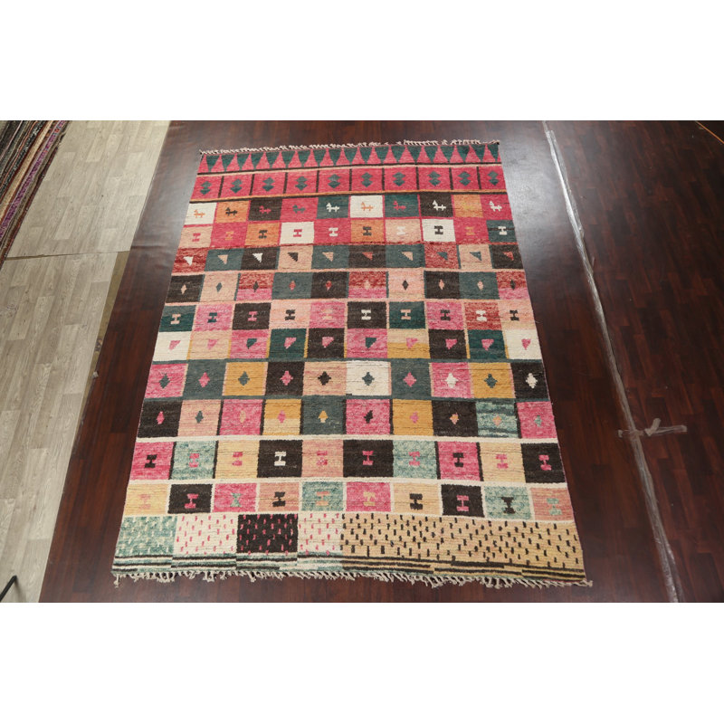 Tapis multicolore noué à la main 9 pi 1 po x 12 pi 1 po One-of-a-Kind