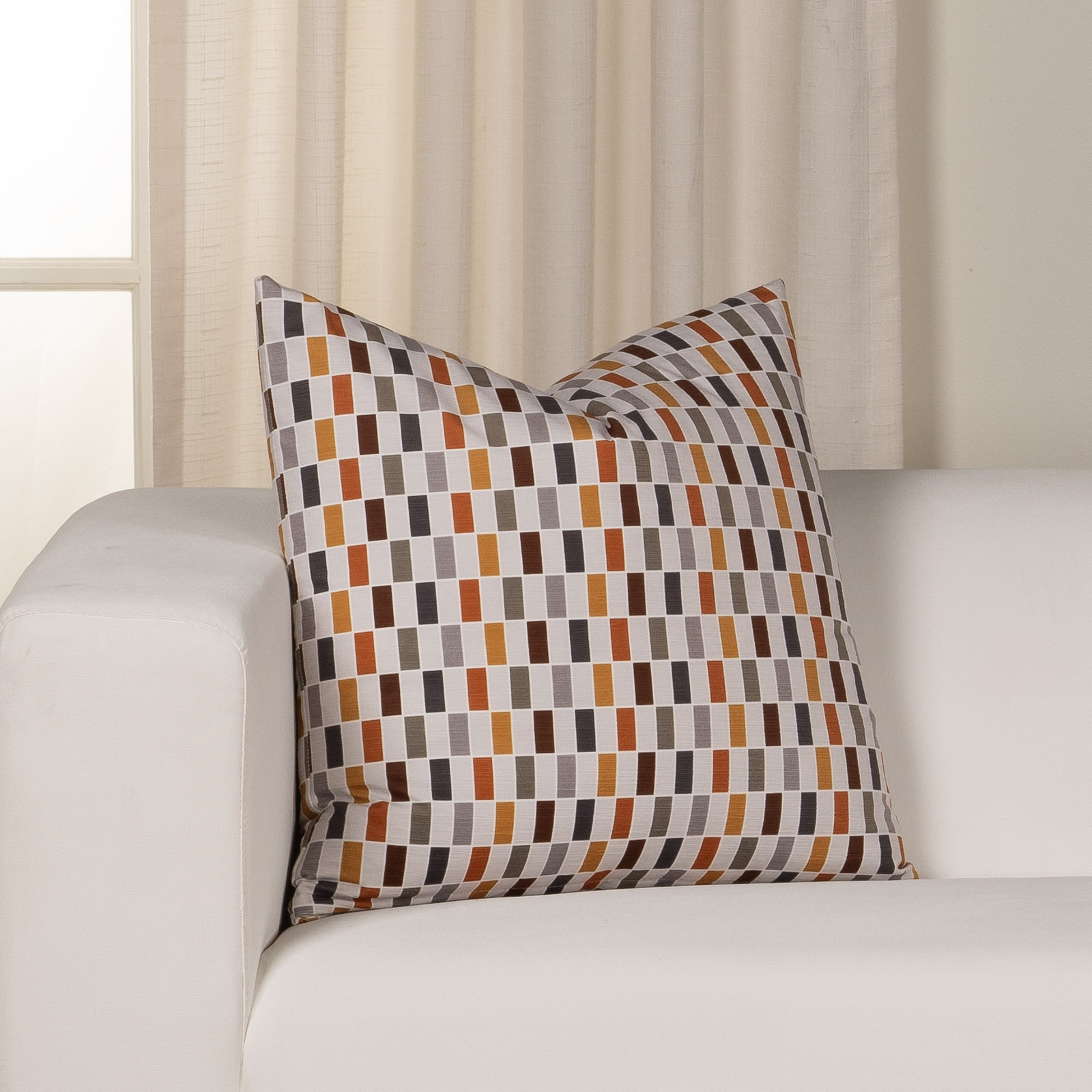 Mattia Geometric Throw Pillow, Feather, Square 22"