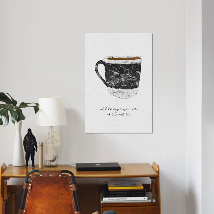 « i like big tasses », reproduction d’impression sur toile, H 40 po x l 26 po x P 1,5 po, Toile tendue, Pas de tapis