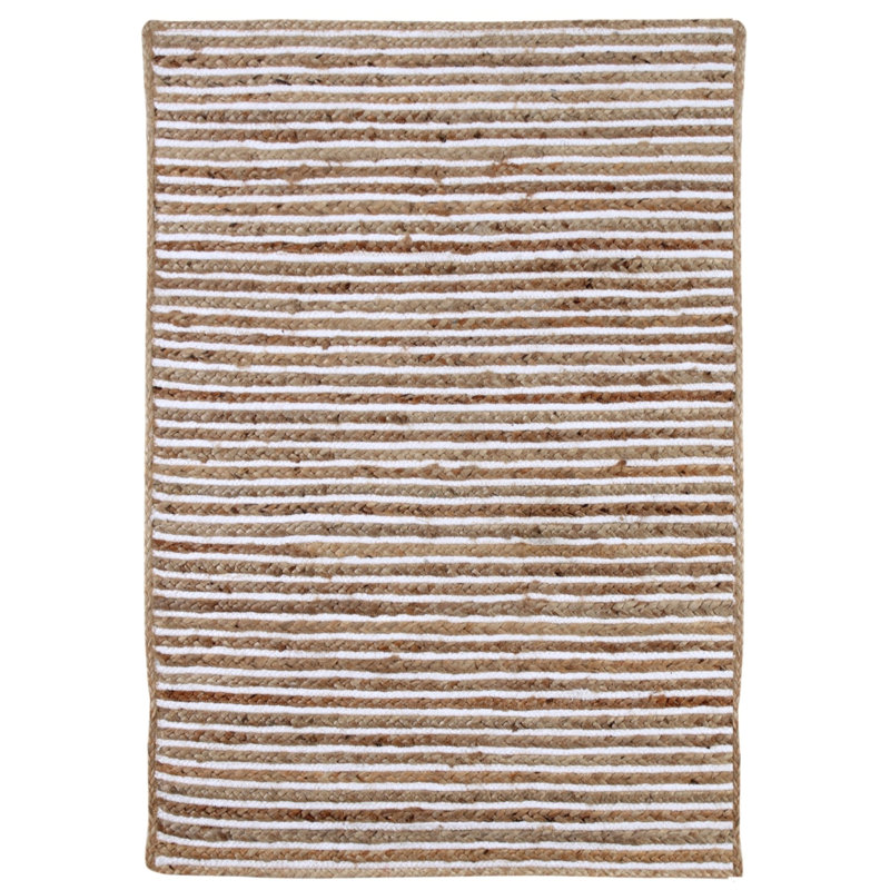 Ursa Striped Jute / Sisal Hand Woven Area Rug, Rectangle 60 x 90cm