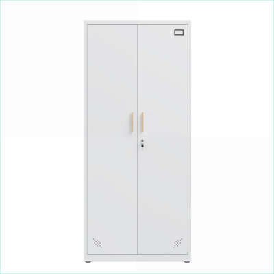 Armoires | Armoire de rangement moderne et industrielle à 2 portes verrouillable avec tablettes réglables robustes, pour la maison Utilisation commerciale | Blanc neige | Acier laminé à froid
