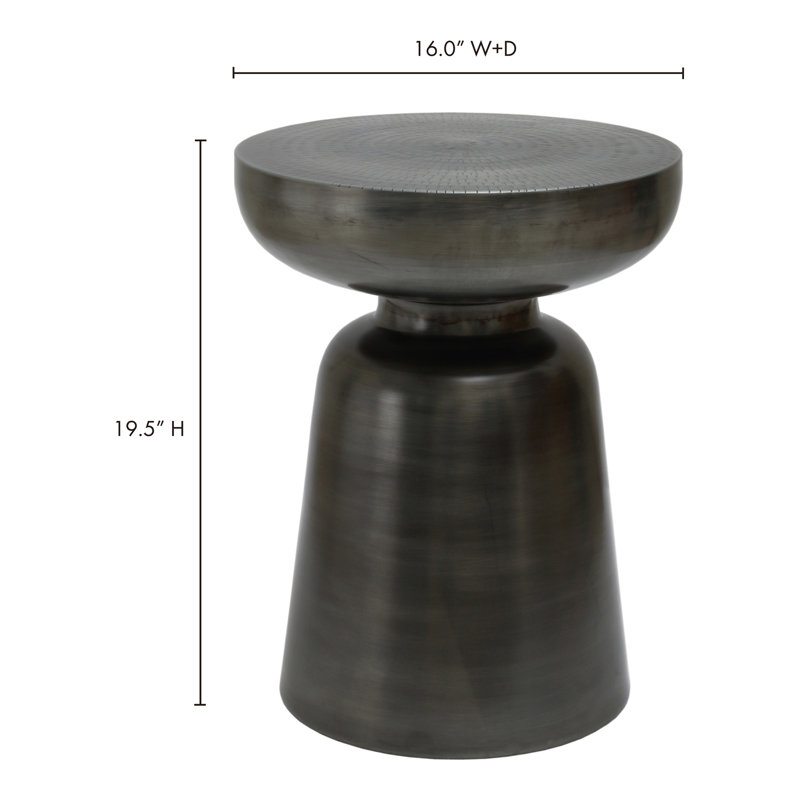 Tito Iron End Table, Antique Nickel