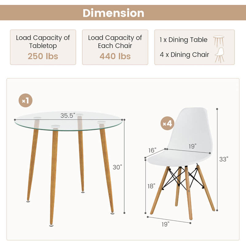 Keijah 4 - Person Four Leg Dining Set