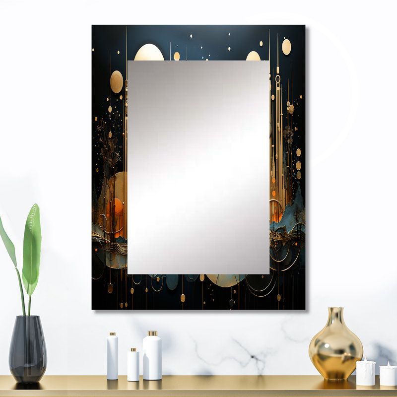 Collage Constellations I - Abstract Collages Large Wall Mirror, Modern Decorative Mirror, Printed Metal Art, 32" x 24"