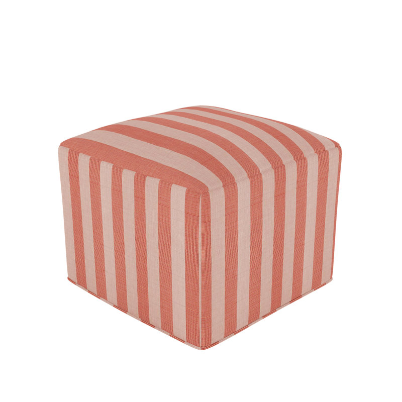 Praia Sunbrella® Outdoor Ottoman, Expressive Blush Striped Sunbrella®, 18" H x 22" W x 22" D