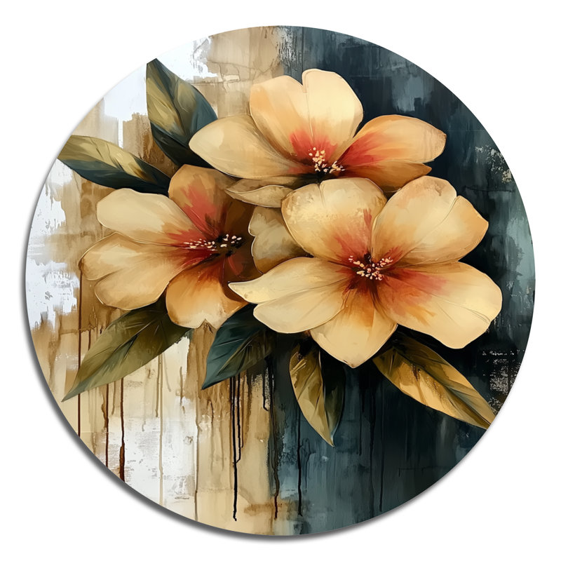 Bouquet de fleurs vibrantes de campagne - fleurs abstraites rondes en métal pour le salon, H 29 po x l 29 po