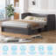 Grand lit escamotable Murphy avec grand tiroir de rangement et chargement USB, gris-640051898