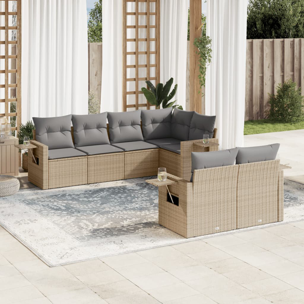 6-Sitzer Wicker-Lounge-Set mit Polster