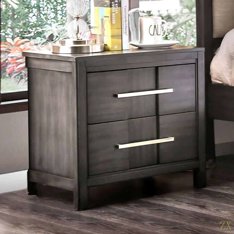 Table de chevet transitionnelle 1Pc, Gris