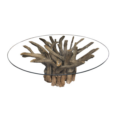 Sandbach Round Glass Top Dining Table with Wood Base