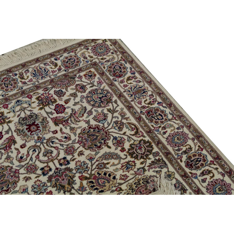 Tapis ivoire noué à la main de haute qualité