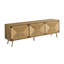 Meuble télé Mid-Century 72 po pour meuble télé, armoire en stratifié noyer et ruppie maritime naturelle, 3 compartiments, tablette réglable, trous pour câbles, pieds robustes, loquet, simple