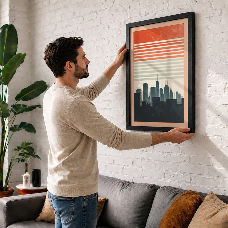 Skyline Minimalist - Framed Print, A1 - 84.1 x 59.4 cm, Black