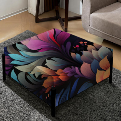 Multicolore futuriste damassé Nexus - grand repose-pieds carré floral