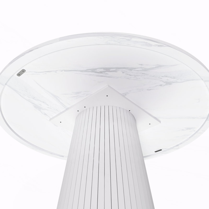 Table de salle à manger ronde, table de cuisine moderne de style champêtre avec piètement en bois