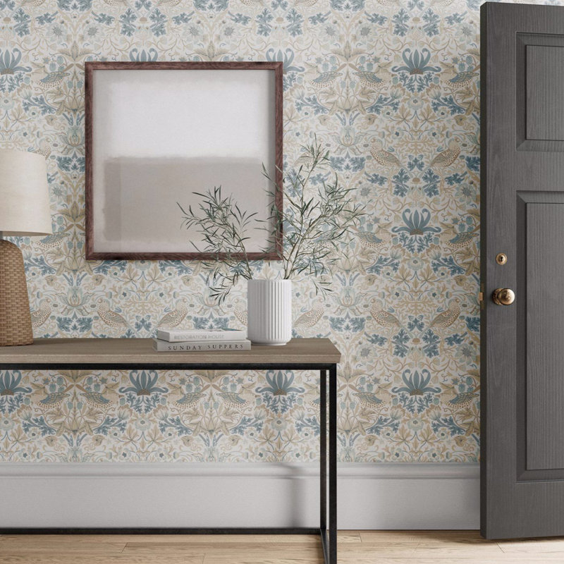 Simply Strawberry Thief 10.05m x 52cm Matte Wallpaper Roll, Blue/Cream