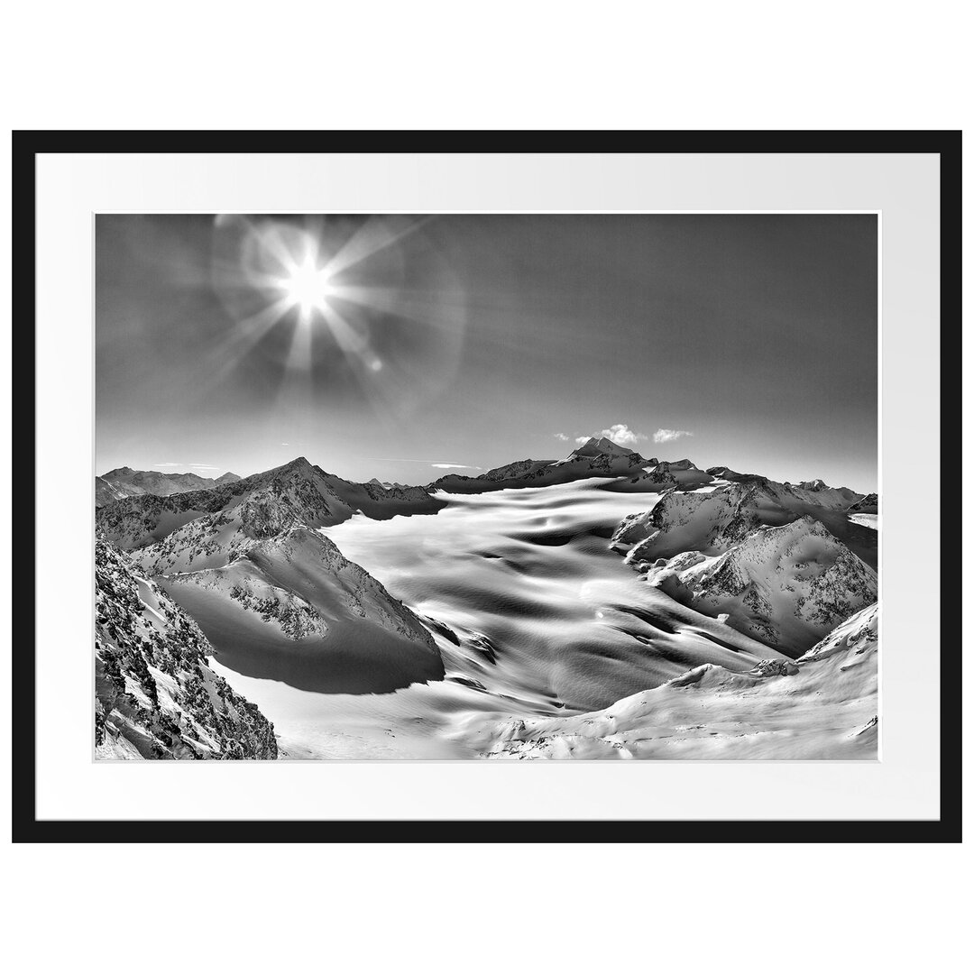 Gerahmtes Poster Winterlandschaft Schnee Sonne Wald