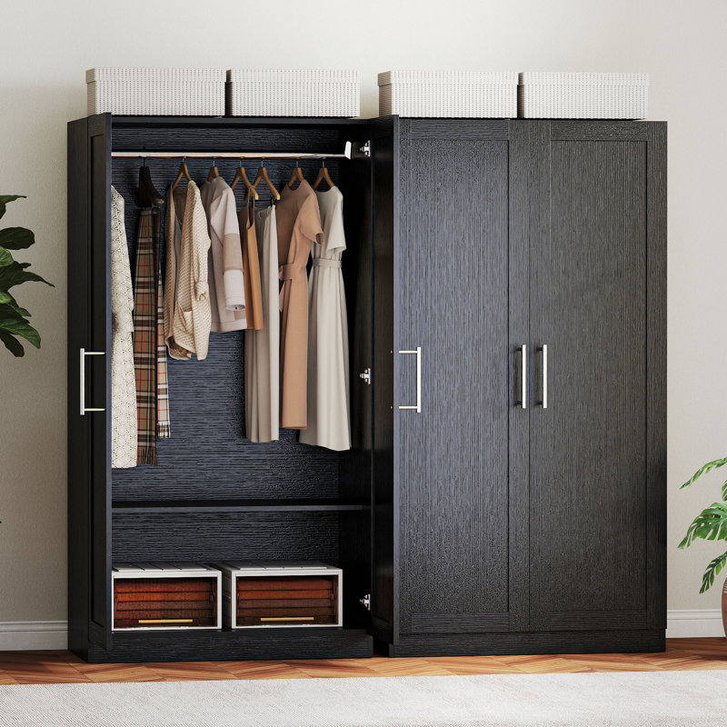 Armoire-penderie moderne à 2 portes, noir, Noir