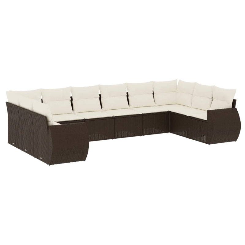 Ensemble de canapé de jardin en rotin PE brun Vidaxl, acier thermolaqué, polyester