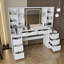 Grand bureau de coiffeuse avec lumières DEL réglables et beaucoup de rangement, parfait pour les chambres à coucher et l'organisation élégante