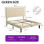 Queen Size Upholstered Platform Bed with Adjustable Headboard and Wooden Slats-2112072438-2112072430