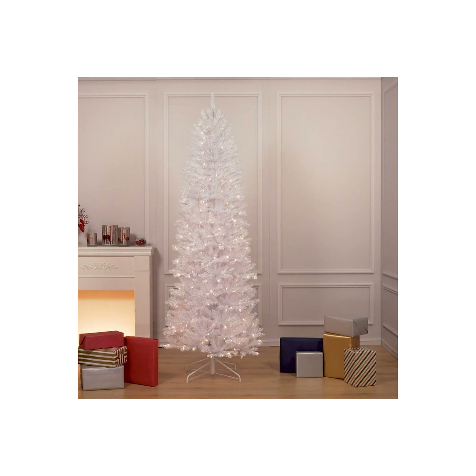 Hattaway Lighted Artificial Christmas Tree, 6.5' H