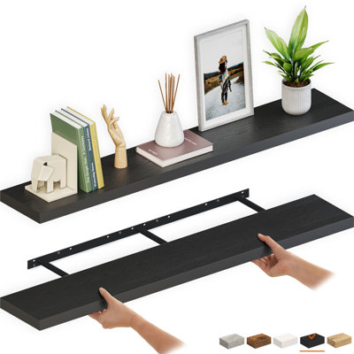 Miami 60" Floating Shelves, Long Wall Mounted Wood Shelves, 8" Depth
