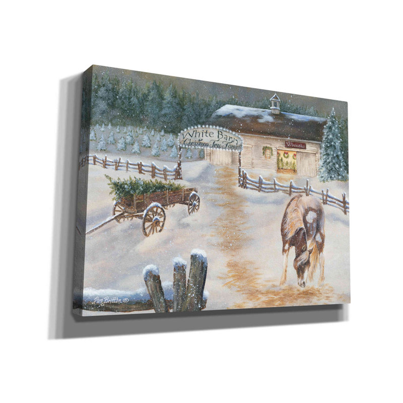 «White Barn Tree Farm» par Pam Britton, art mural sur toile, H 12 po x l 16 po x P 0,75 po