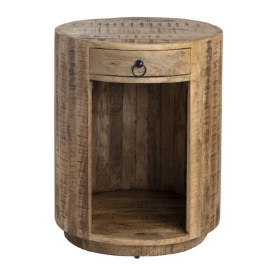 Table d'appoint ronde brun manguier massif